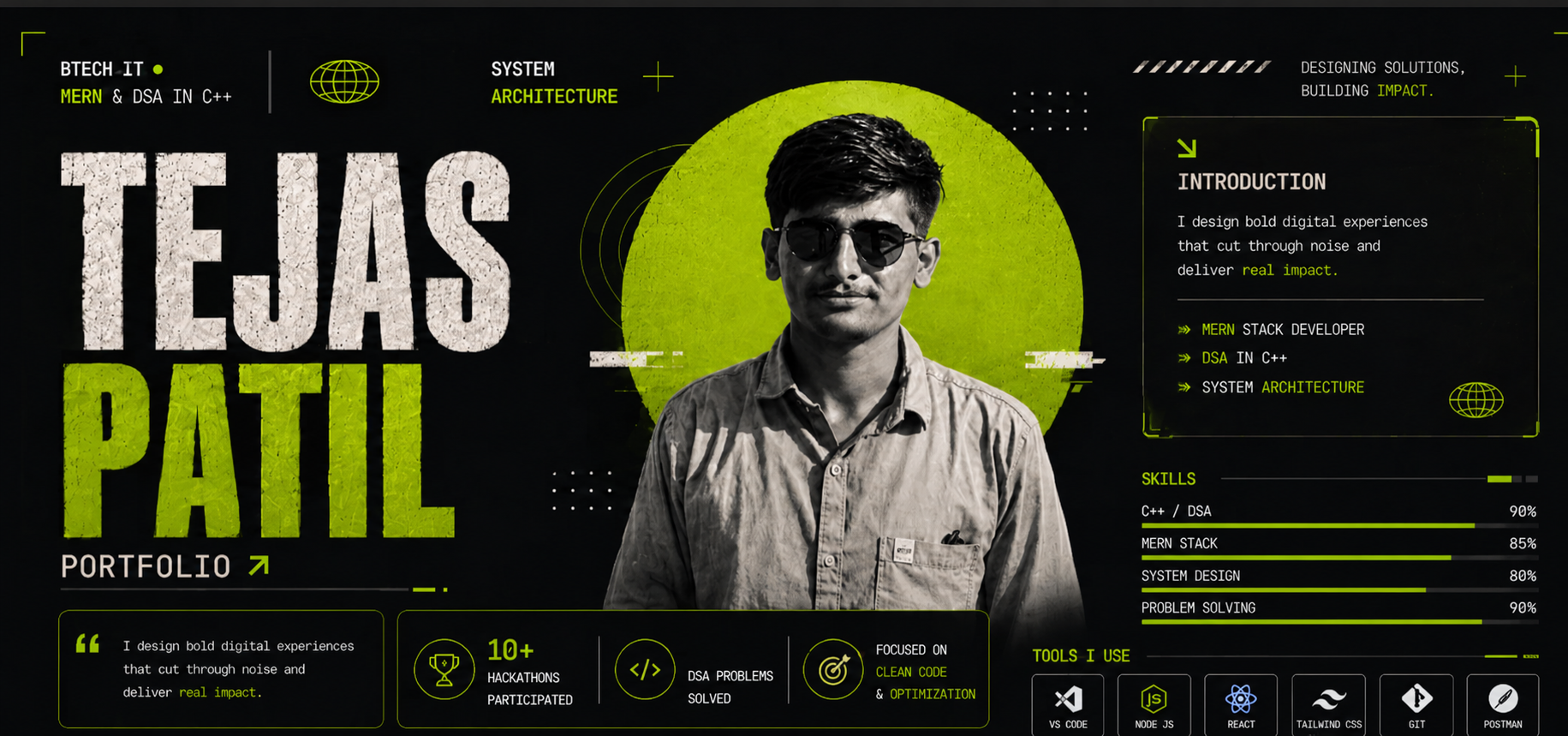 Tejas Patil — Hero Section