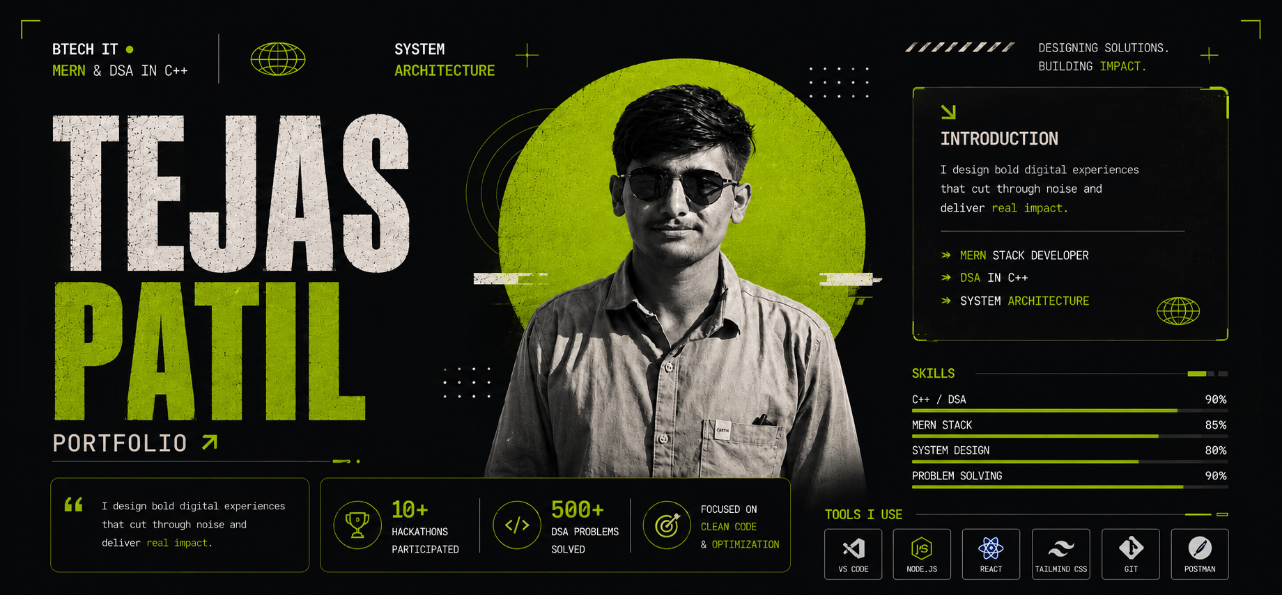 Tejas Patil — Hero Section